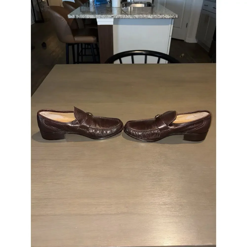 Vintage Aigner Men’s 9D Brown Leather Horsebit Loafers Made in Italy